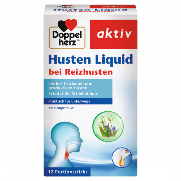 Doppelherz Husten Liquid 12 Portionssticks, 12 x 10 ml, Medizinprodukt