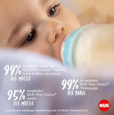 NUK奶瓶被99%的婴儿所接受。