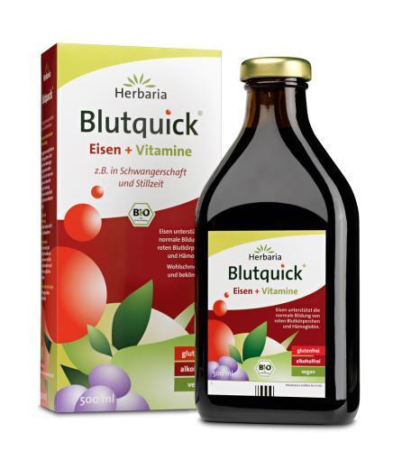 Herbaria Bloodquick Vitamins Suppléments nutritionnels de fer Suppléments nutritionnels de grossesse Alimentation de grossesse et d'allaitement Enfants