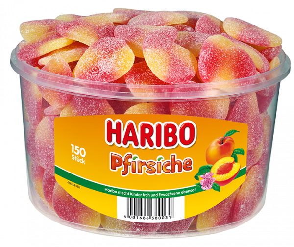 Haribo Peaches round tin 150 pieces 1350g