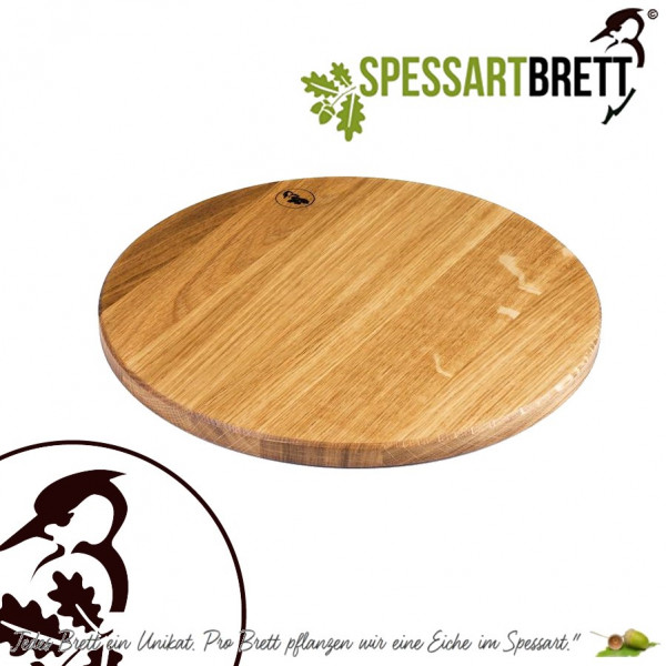 Tabla de pizza 35cm, tabla de corte de madera, redonda, vado ancho, diámetro aprox. 350 x 19mm, tabla Spessart