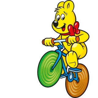 Haribo Bär fährt mit Fahrrad