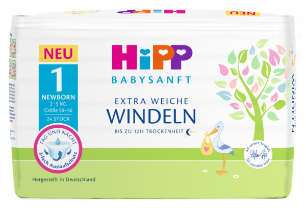 Hipp Babysanft diaper size 1 (Newborn , 2-5kg) Carry 1x24 pieces