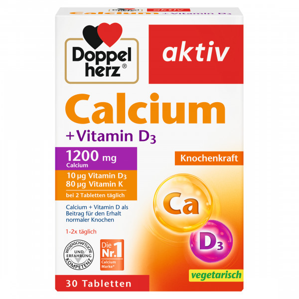 Doppelherz Calcium + D3 (1200 mg) 30 Tabletten, 57g, Nahrungsergänzung