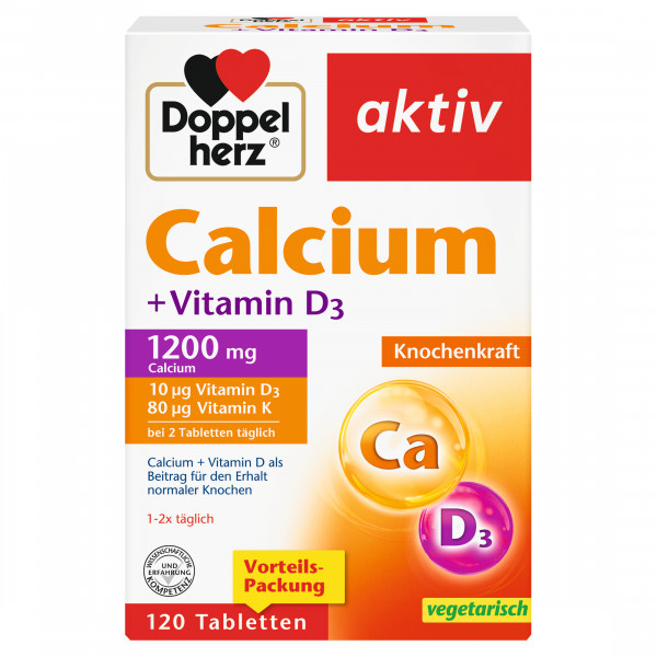 Doppelherz Calcium + D3 (1200 mg) 120 Tabletten, 228g, Nahrungsergänzung