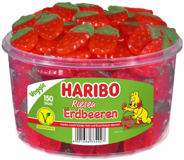 Haribo fraises géantes boîte 150 pièces, 1350g
