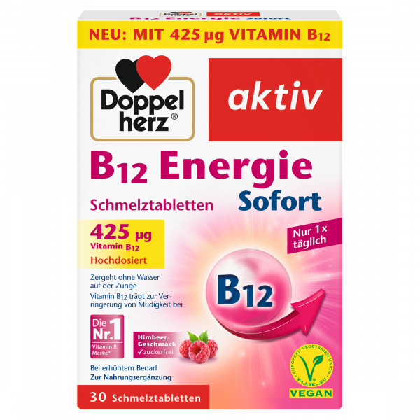 Doppelherz B12 Energía pastillas fundentes instantáneas, 8,4g, complemento alimenticio