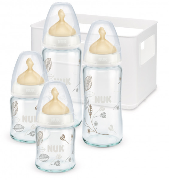 德国NUK First Choice 宽口奶瓶套装4个玻璃制奶瓶+4个防胀气硅胶奶嘴