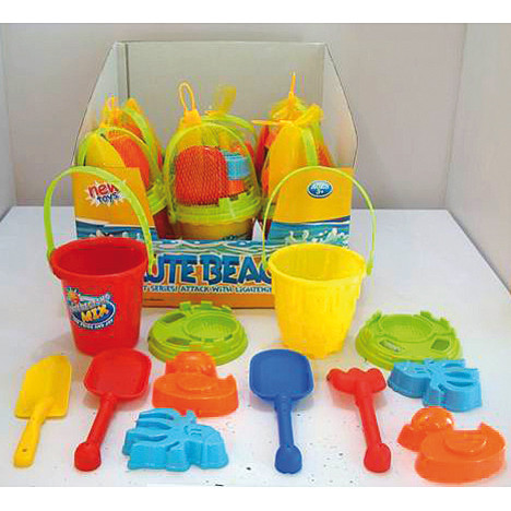 儿童沙滩玩具6件套装 沙滩桶10x11cm 3岁以上儿童