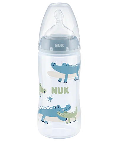 Babyflasche mit Temparature Control Anzeige in blau mit Meerestieren
