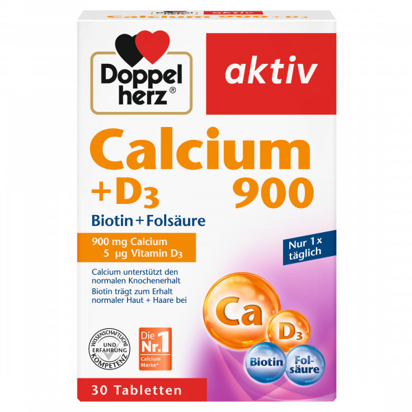 Doppelherz Calcium 900 + D3 + Biotin 30 Tabletten, 77,1g, Nahrungsergänzung