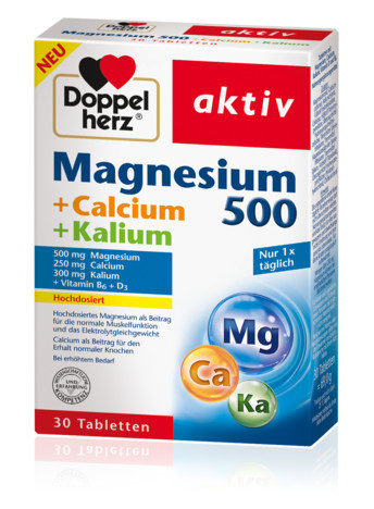 Doble corazón activo Magnesio Calcio Potasio Vitamina B6 Vitamina D3