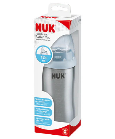 NUK Active Cup en acier inoxydable avec bec pour le thé, 215ml (rose)