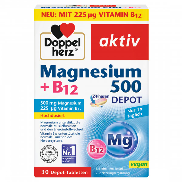 Hochdosiert - 500 mg Magnesium für die normale Funktion der Muskeln und das Nervensystem
