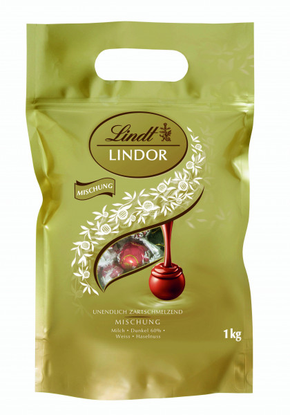 Lindt & Sprüngli Lindor Balls 混合牛奶、60%深色、白色和榛子，1公斤