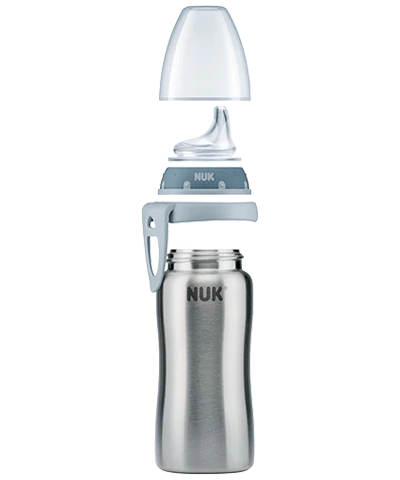 Nuk Active Cup aus Edelstahl in seinen einzelnen Bestandteilen