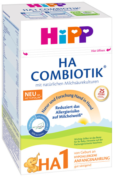 Hipp HA1 Combiotik Leche de fórmula hipoalergénica desde el nacimiento, 600g
