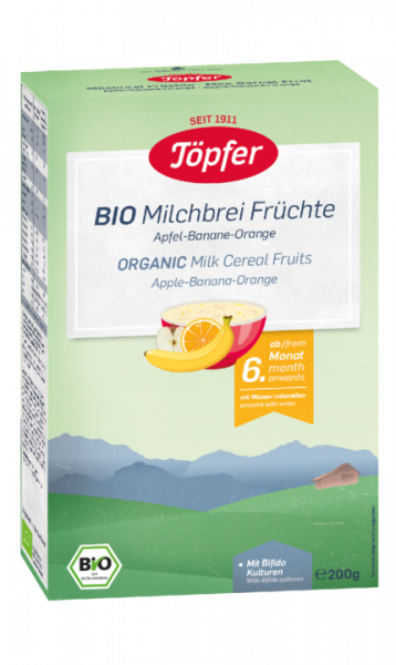 Töpfer有機水果奶粥，蘋果香蕉橙6個月起，200克。