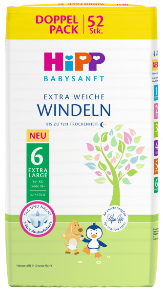 Babysanft diaper XL 6 double pack 1x52 pieces