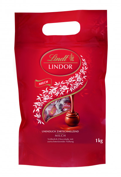 Bolas Lindt & Sprüngli Lindor de chocolate entero con leche con relleno fundente, 1kg