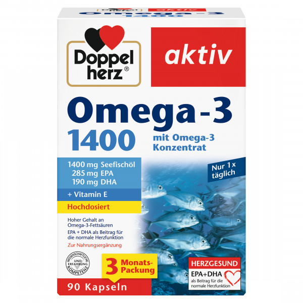 Hochdosiert - mit wertvollen Omega-3-Fettsäuren aus 1400 mg Seefischöl in konzentrierter Form