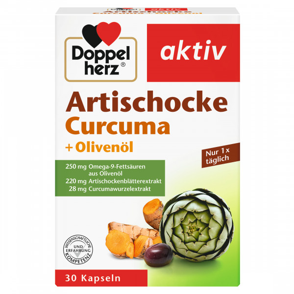 Doppelherz Artichoke + Olive Oil + Turmeric, 30 Capsules, Food Supplement